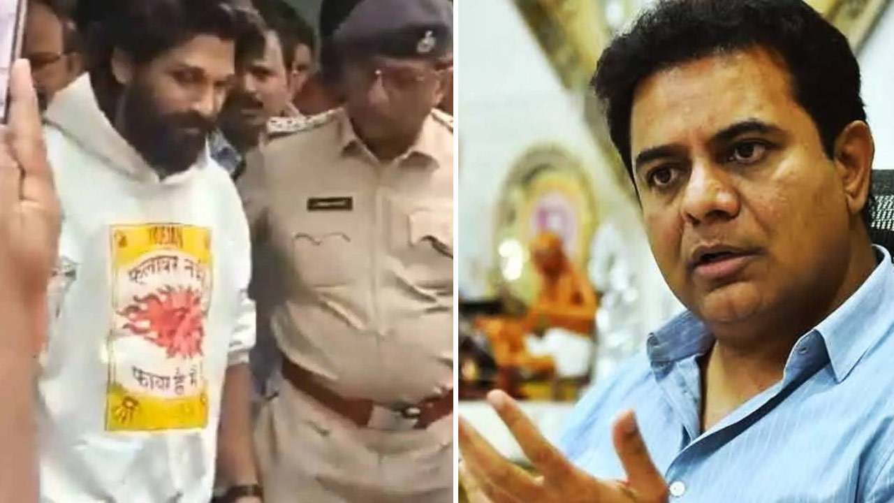 Allu Arjun Arrested in Sandhya Theatre Stampede: KTR Questions Arrest Logic Allu Arjun Arrested in Sandhya Theatre Stampede: KTR Questions Arrest Logic