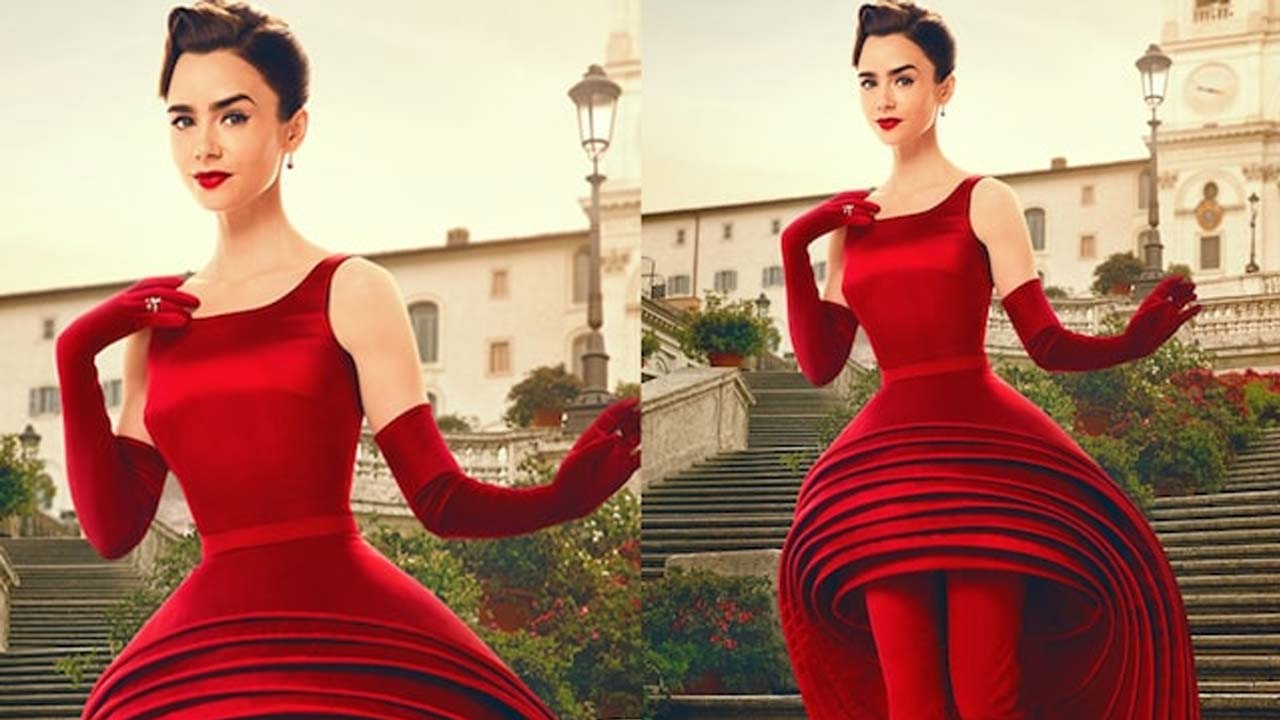 Lily Collins Stuns in Vintage 'Nine Skirts' Gown for Emily In Paris Season 4 Lily Collins Stuns in Vintage 'Nine Skirts' Gown for Emily In Paris Season 4
