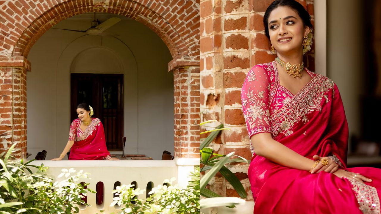 Keerthy Suresh Stuns in Traditional Saree with Stunning Pose