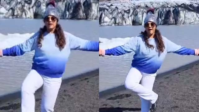 Senior Actress Meena Pushpa Step Reel In Iceland Video Viral Senior Actress Meena Pushpa Step Reel In Iceland Video Viral