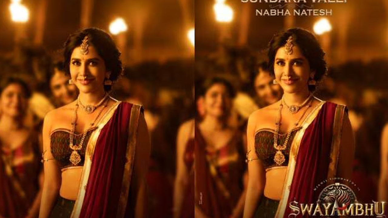 Nabha Natesh Unveils New Look for Swayambhu Movie