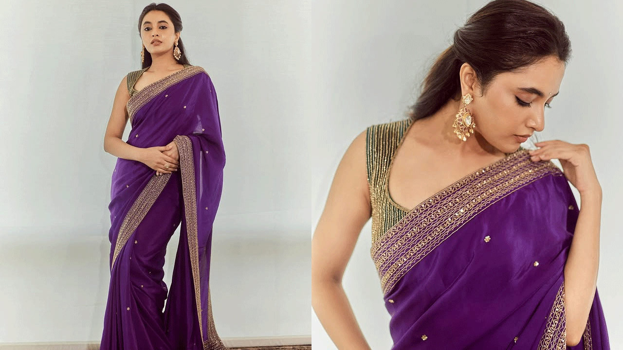 Priyanka Arul Mohan Stuns in Blue Saree