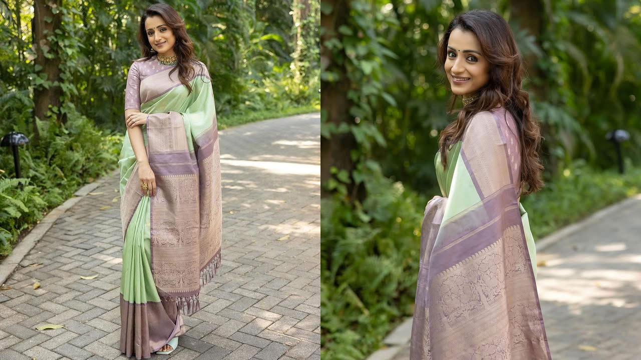 Trisha Looks Stunningly Elegant in a Kanjivaram Saree