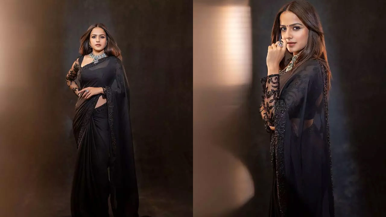 Vaishnavi Chaitanya in a black saree