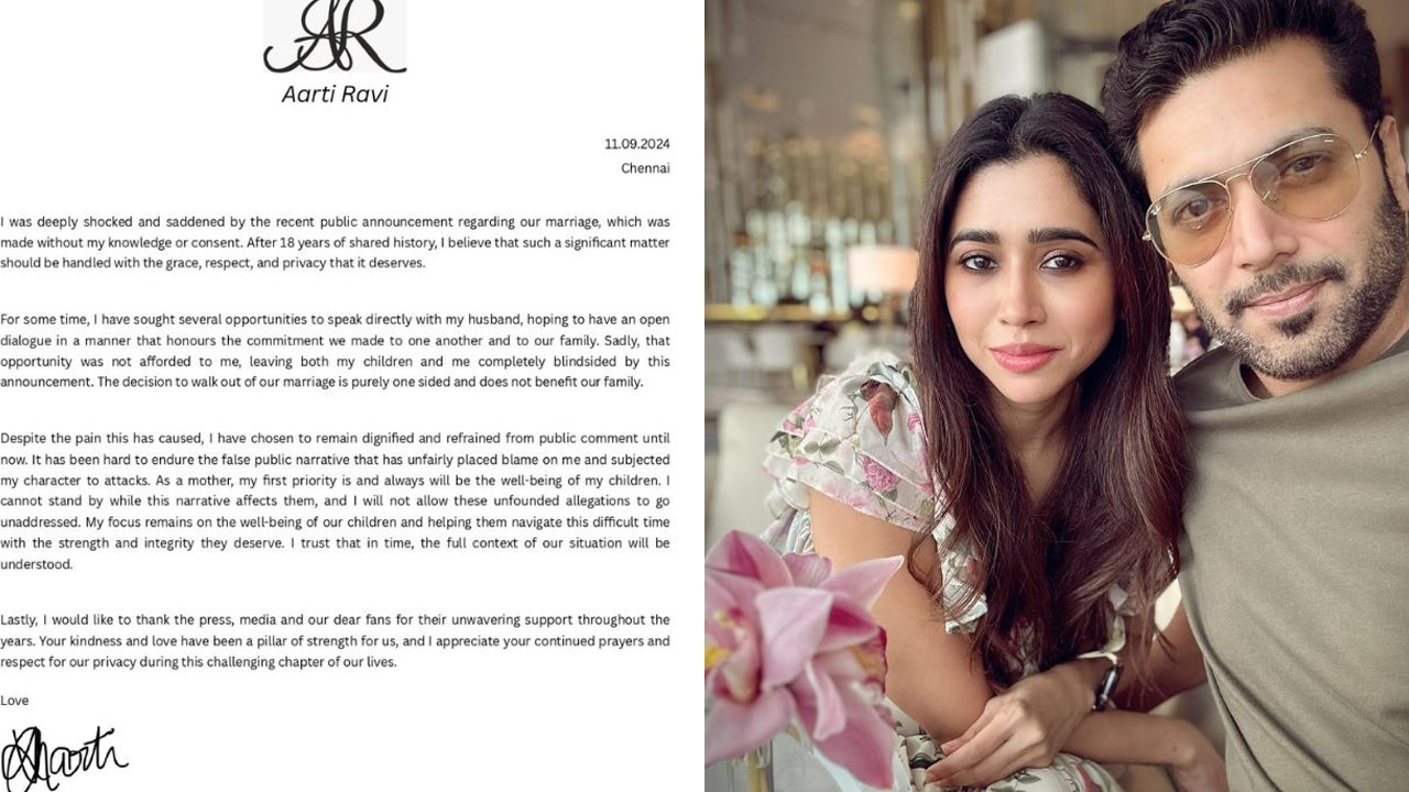 Aarti Ravi Responds to Jayam Ravi's Shock Divorce Announcement