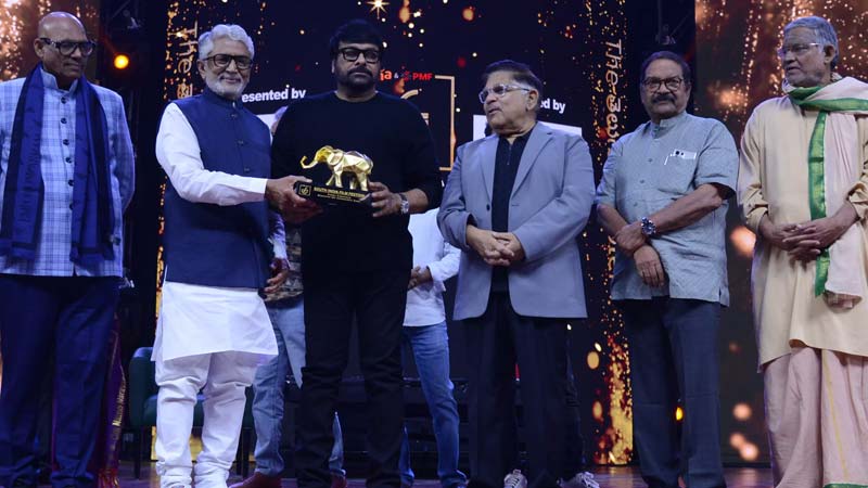 'Chiru' on stage at the South India Film Festival 'Chiru' on stage at the South India Film Festival