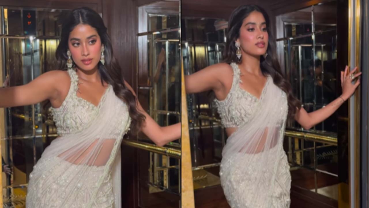 Janhvi Kapoor Dazzles in a Custom Beaded Sari Gown