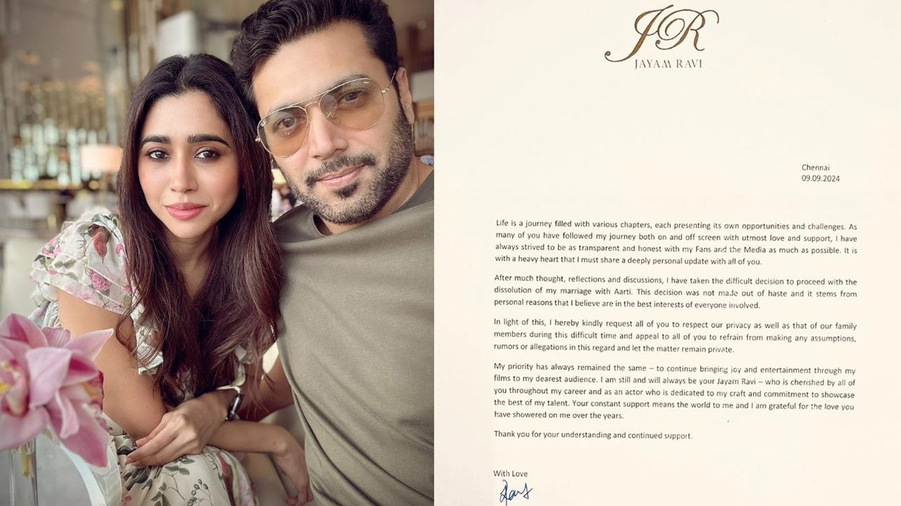 Jayam Ravi and Aarthi Announce Divorce After 16 Years of Marriage