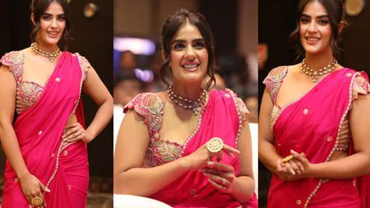 Kavya Thapar Shines in a Pink Saree Kavya Thapar Shines in a Pink Saree