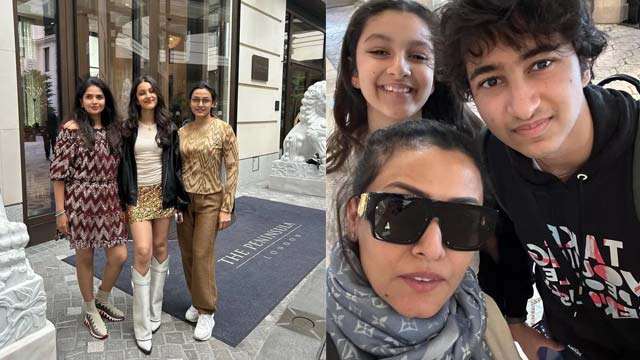 Mahesh family vacation in London.. Namrata and Sitara photos
