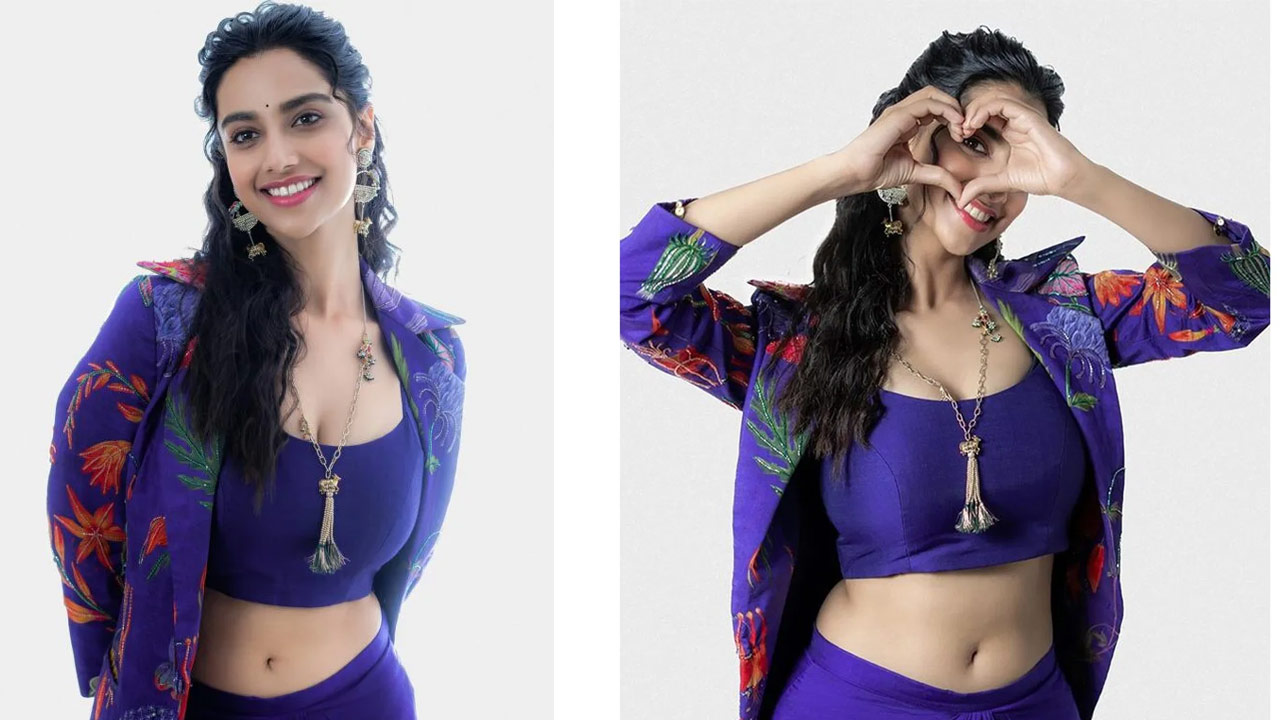 Meenaakshi Chaudhary Blue Dress Photos Meenaakshi Chaudhary Blue Dress Photos