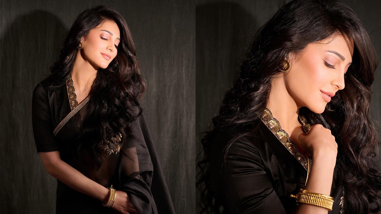 Shruti Haasan Sets Hearts Ablaze in a Black Saree