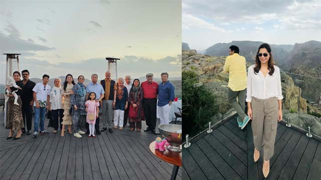 Upasana with family in Oman. Special post praising Charan.