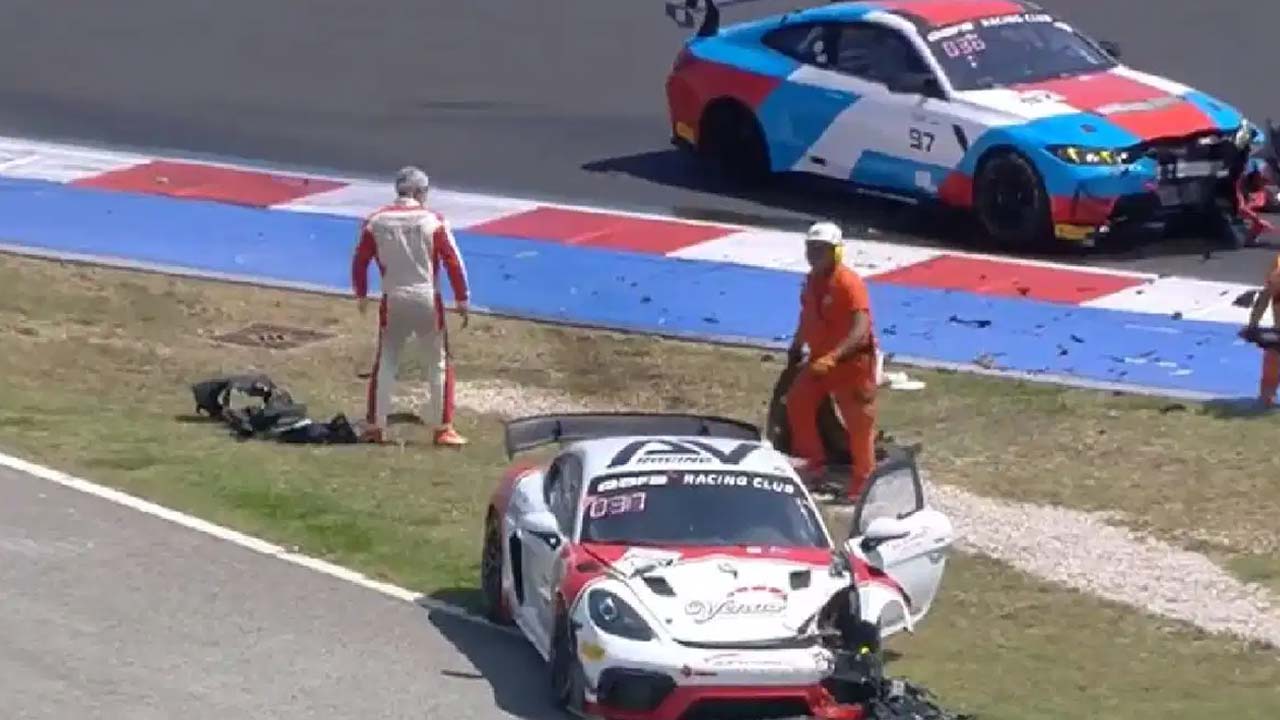 Ajith Kumar Narrowly Escapes Crash During GT4 Race In Italy