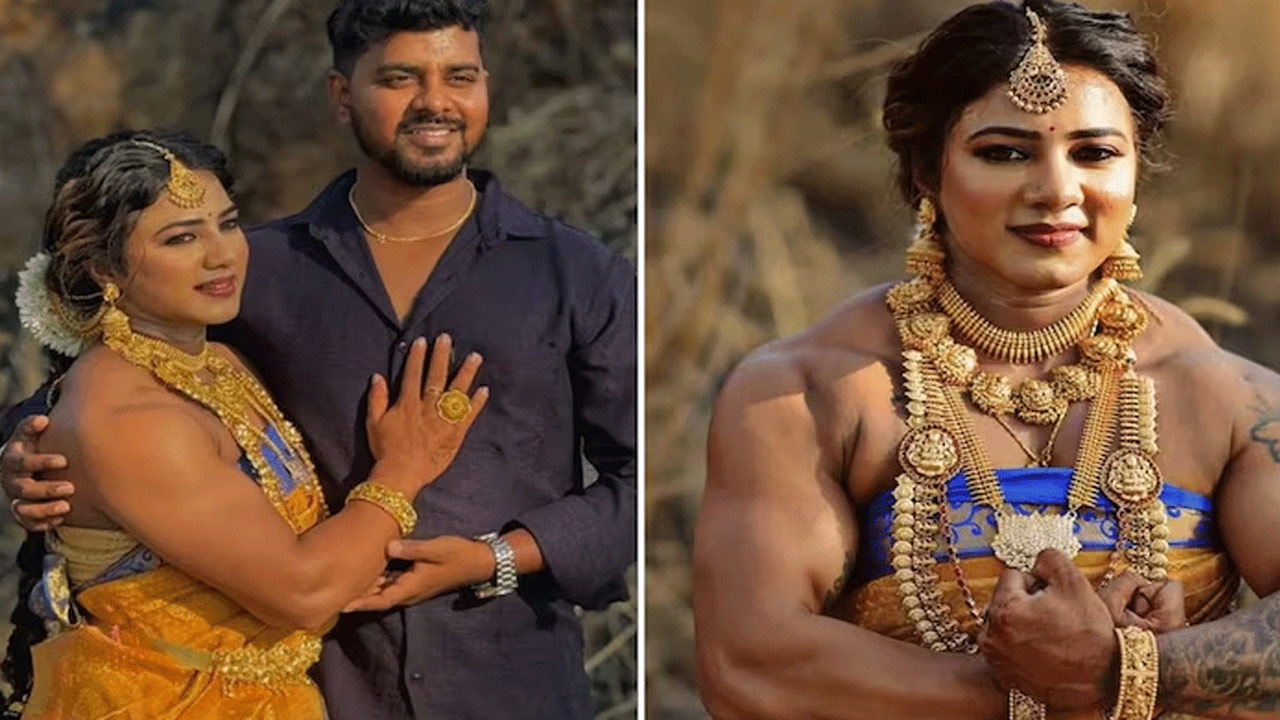 Bodybuilder Chitra Purushotham's Pre Wedding Photoshoot in Kanchipuram Saree Goes Viral Bodybuilder Chitra Purushotham's Pre Wedding Photoshoot in Kanchipuram Saree Goes Viral
