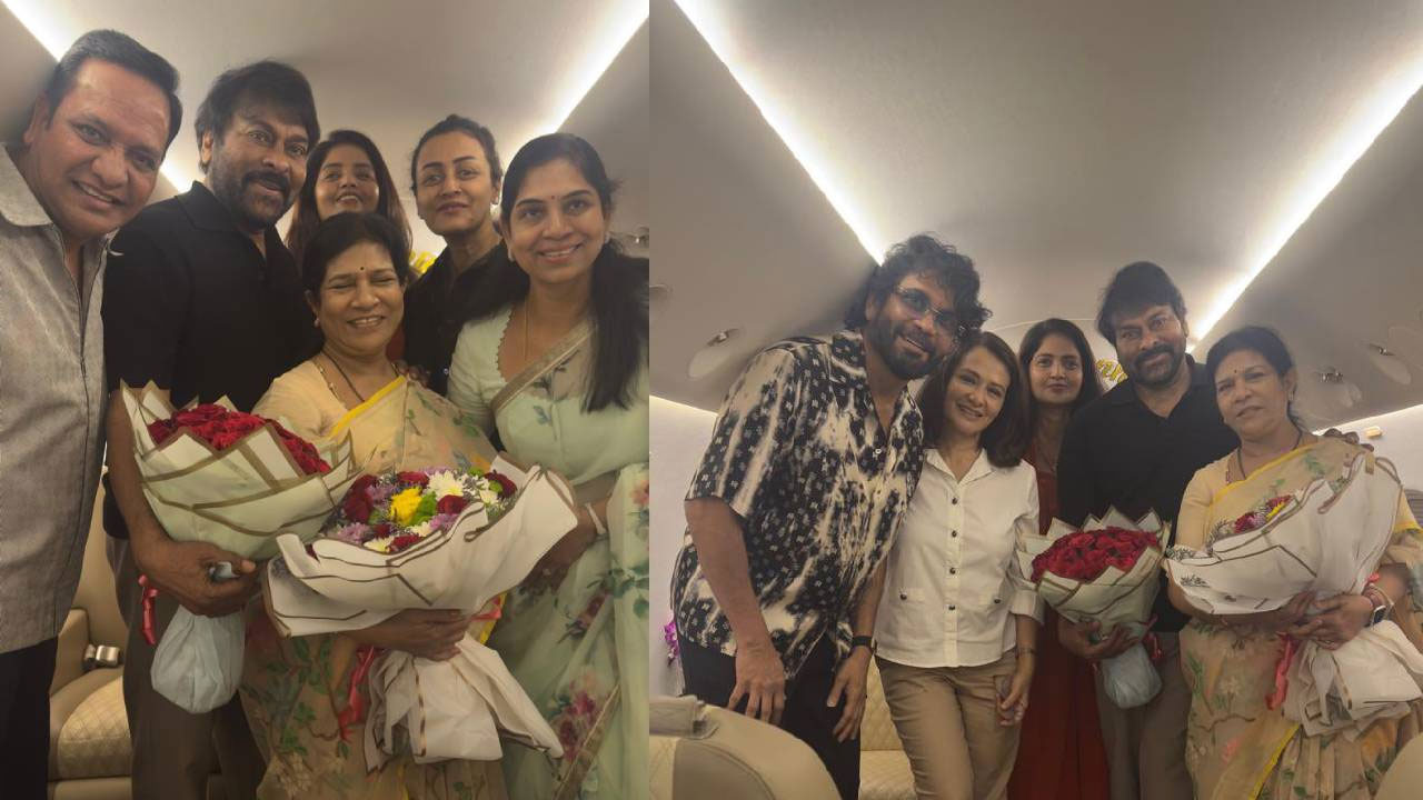 Chiranjeevi Celebrates 45th Wedding Anniversary With Surekha On A Plane Chiranjeevi Celebrates 45th Wedding Anniversary With Surekha On A Plane