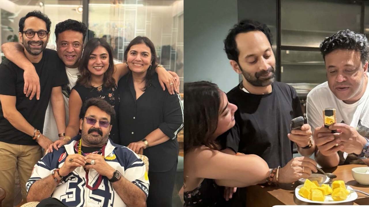 Mohanlal Reunites With Fahadh, Nazriya After Viral Teaser Mohanlal Reunites With Fahadh, Nazriya After Viral Teaser