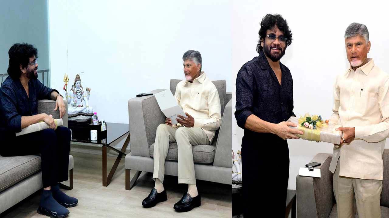 Nagarjuna Meets AP CM Chandrababu Naidu, Invites Him To Akhil Wedding Nagarjuna Meets AP CM Chandrababu Naidu, Invites Him To Akhil Wedding