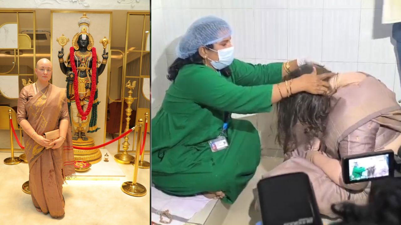 Pawan Kalyan's Wife Anna Offers Hair To Srivaru In Tirumala Pawan Kalyan's Wife Anna Offers Hair To Srivaru In Tirumala