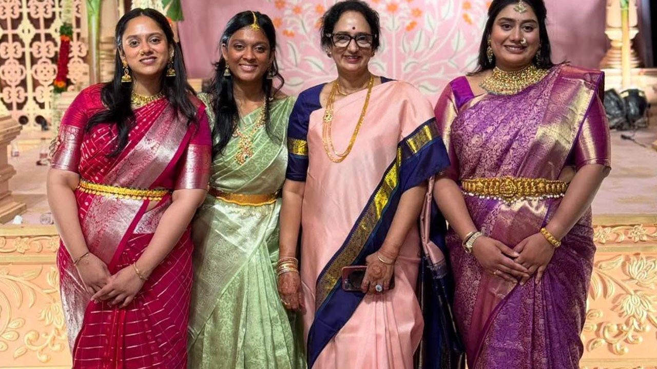 Prabhas Sisters Shine in Traditional Sarees Viral Family Photos Prabhas Sisters Shine in Traditional Sarees Viral Family Photos