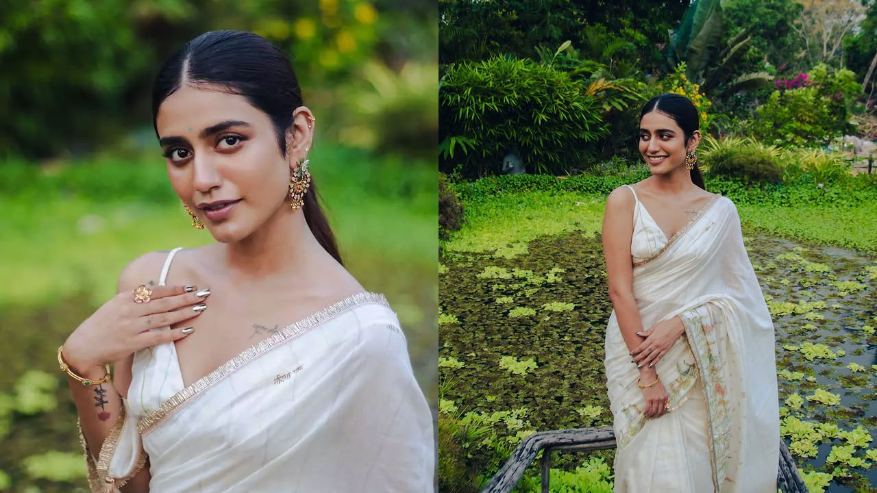 Priya Prakash Varrier Stuns in Elegant Traditional White Saree