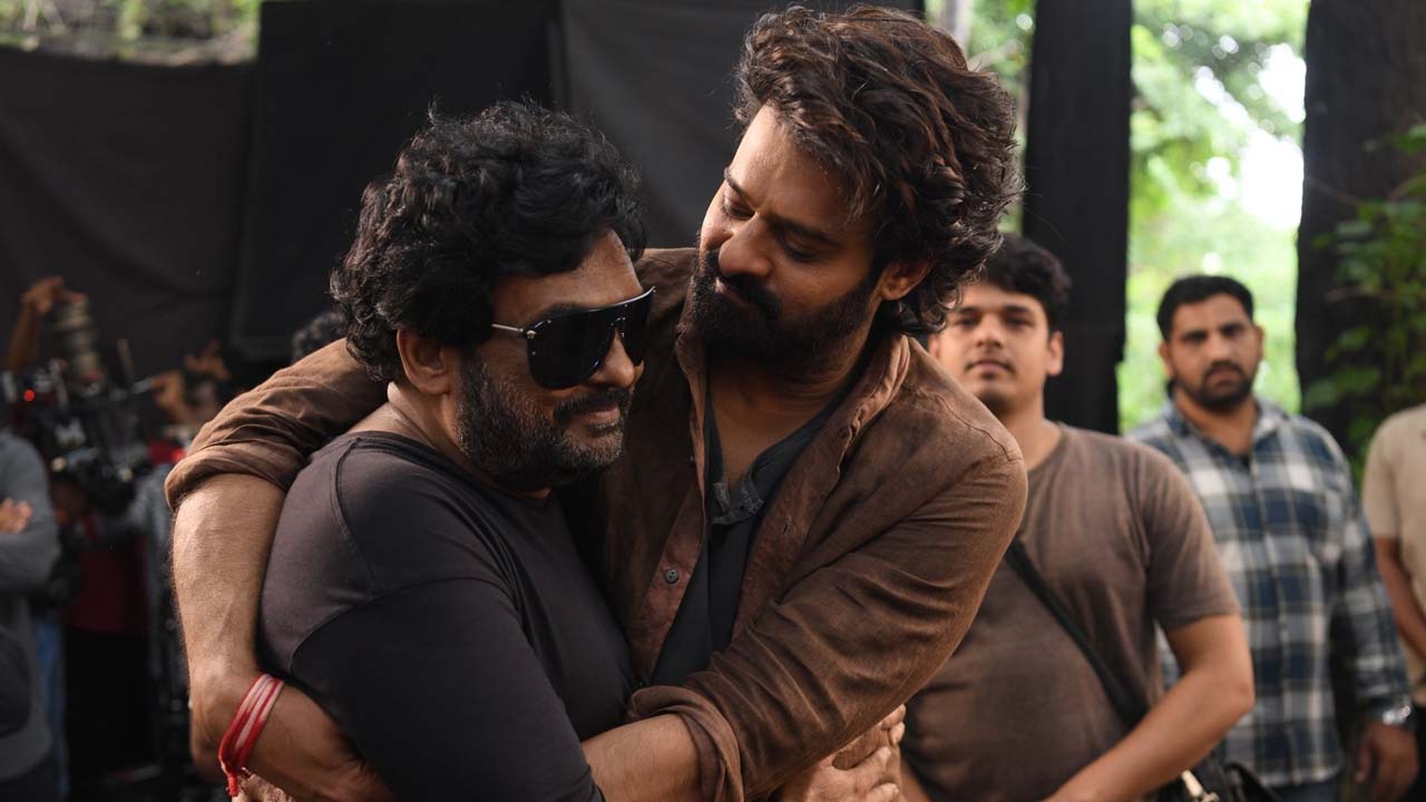 Puri Jagannadh And Charmme Meet Prabhas On Raja Saab Set