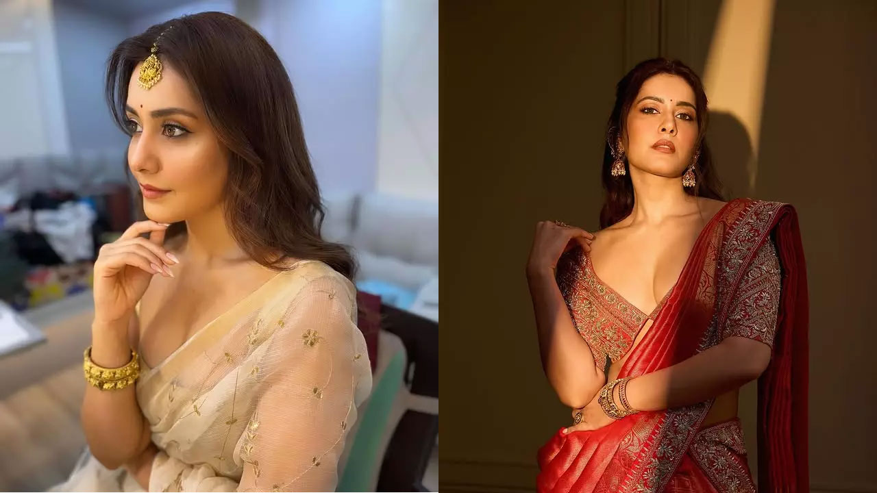Raashi Khanna Dazzles in a Dreamy Golden Saree Look Raashi Khanna Dazzles in a Dreamy Golden Saree Look