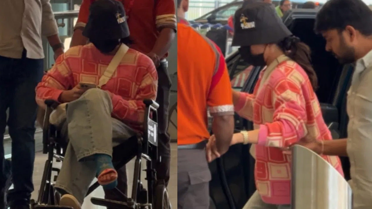 Rashmika Mandanna Spotted in Wheelchair at Airport Due to Injury: Fans Pray for Her Recovery