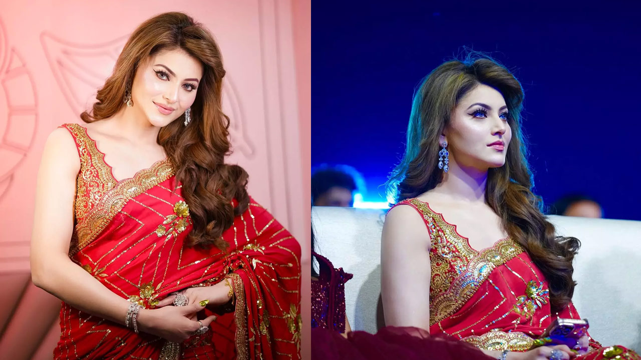 Urvashi Rautela Stuns in Traditional Red Saree Urvashi Rautela Stuns in Traditional Red Saree