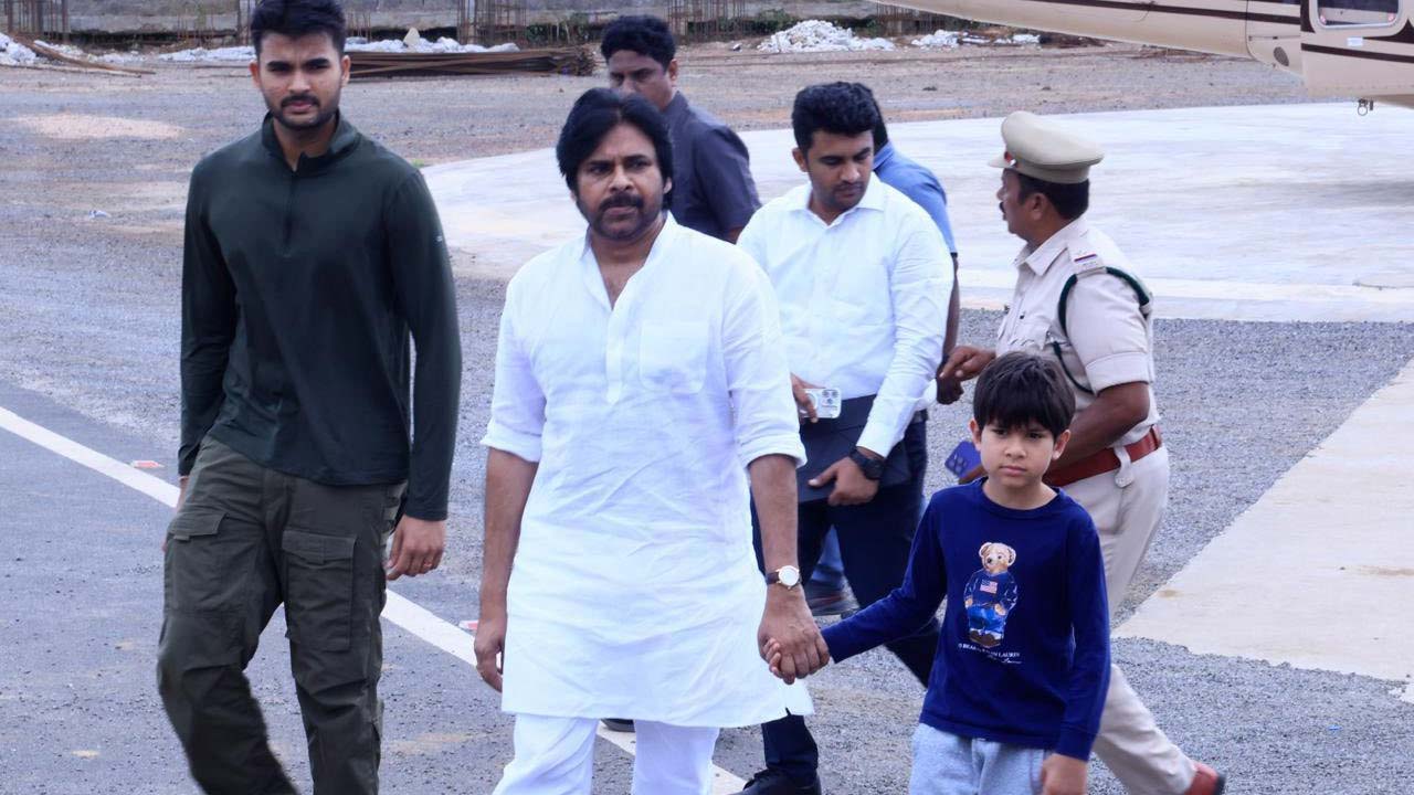 Pawan Kalyan's Rare Photo With Sons Mark Shankar And Akira Nandan