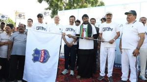 Chiranjeevi Leads Run for Unity in Hyderabad Chiranjeevi Leads Run