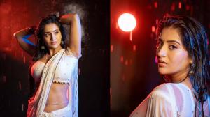 Rashi Singh Rainy Saree Look