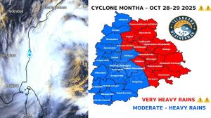 Cyclone Montha: Telangana on Alert for Heavy Rainfall Cyclone Montha Likely to Bring Heavy Rainfall Across Telangana